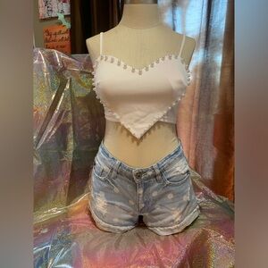 Polka Dot Denim Shorts